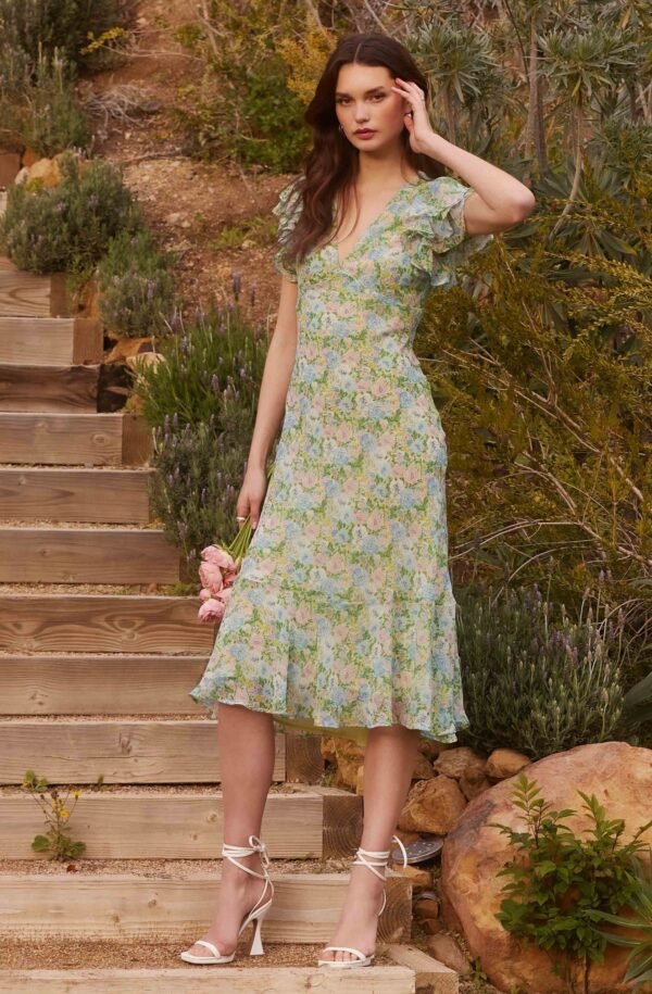 Celestine Floral Ruffle Midi Dress - 图片 17