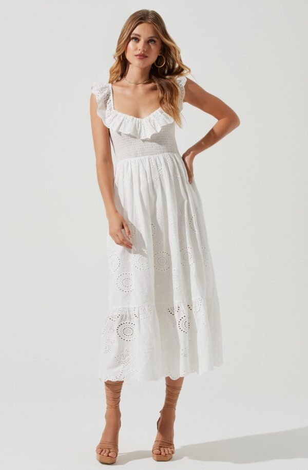 Cottage Eyelet Ruffle Midi Dress - 图片 2