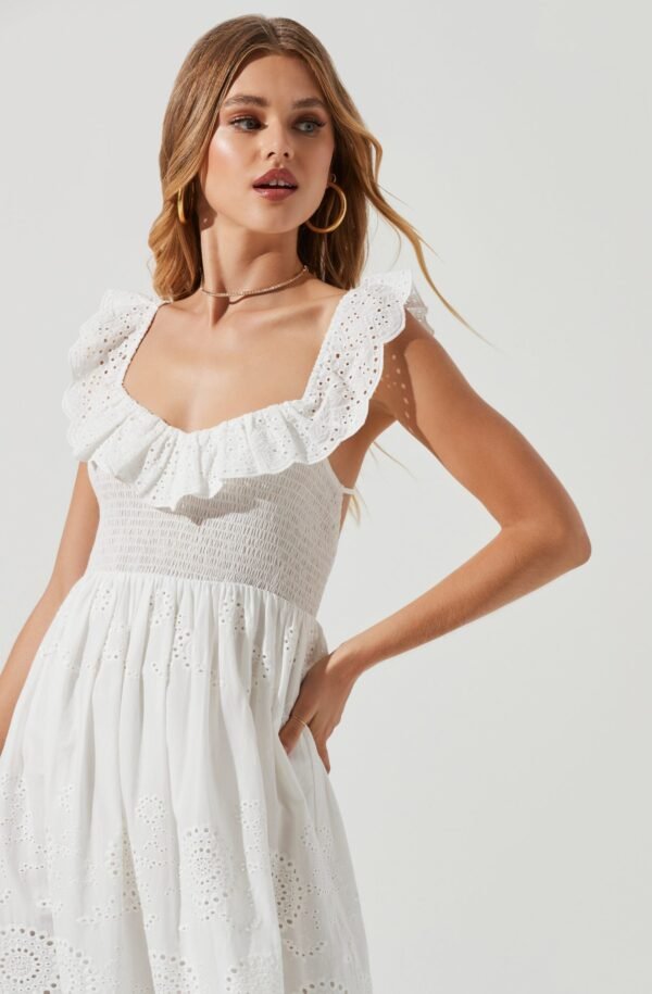 Cottage Eyelet Ruffle Midi Dress - 图片 3