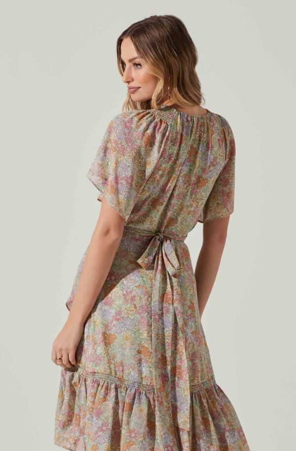 Adella Floral Flutter Sleeve Ruffle Midi Dress - 图片 5