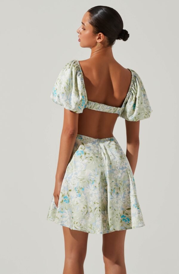 Clarita Floral Cutout Puff Sleeve Mini Dress - 图片 3