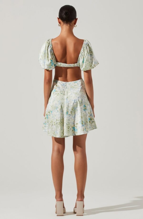 Clarita Floral Cutout Puff Sleeve Mini Dress - 图片 4