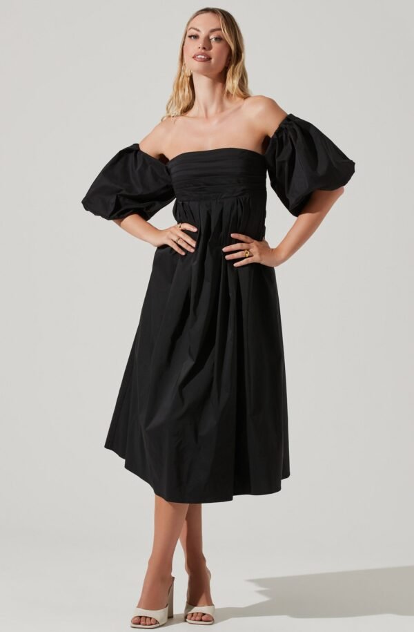 Carlin Off Shoulder Puff Sleeve Midi Dress - 图片 7