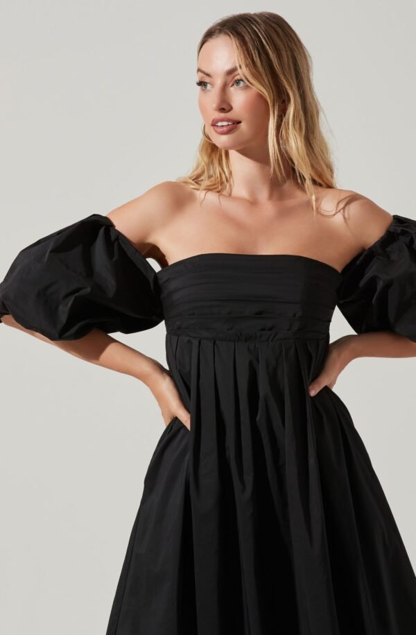 Carlin Off Shoulder Puff Sleeve Midi Dress - 图片 8