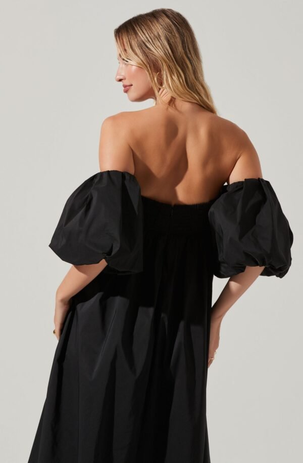 Carlin Off Shoulder Puff Sleeve Midi Dress - 图片 9