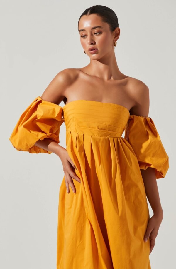 Carlin Off Shoulder Puff Sleeve Midi Dress - 图片 2
