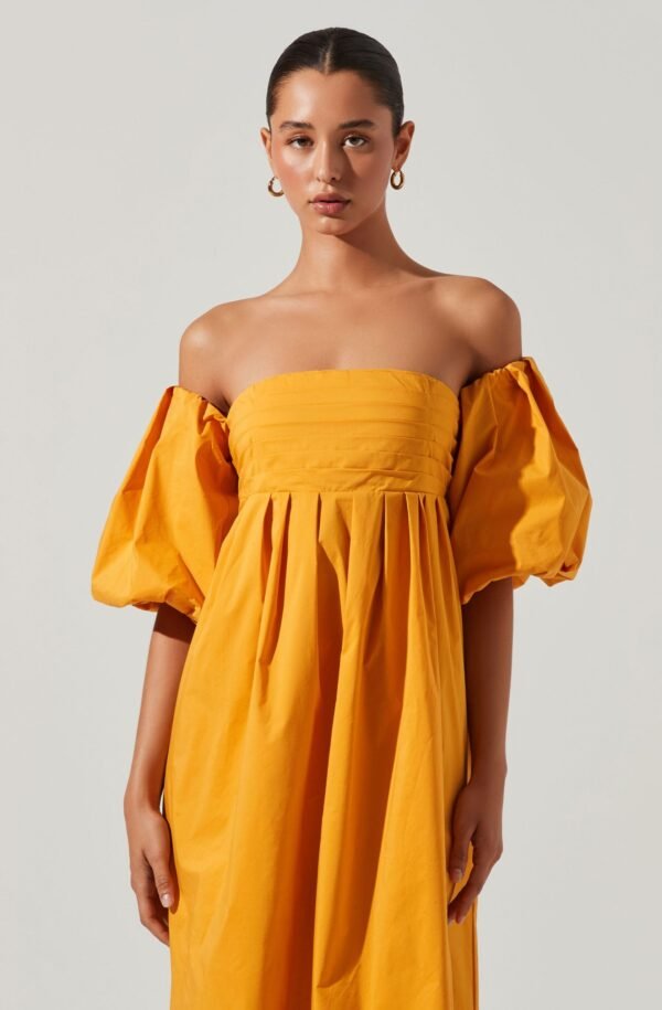 Carlin Off Shoulder Puff Sleeve Midi Dress - 图片 4