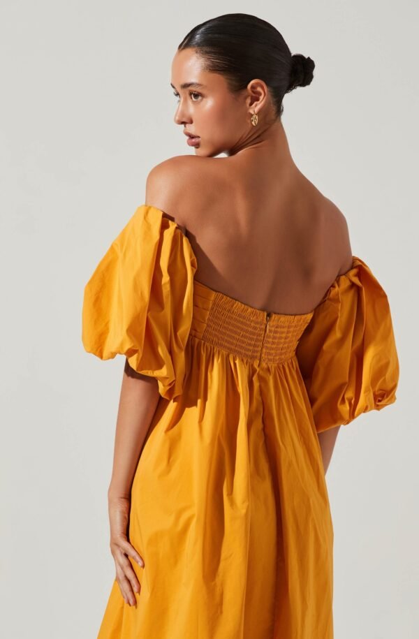 Carlin Off Shoulder Puff Sleeve Midi Dress - 图片 5