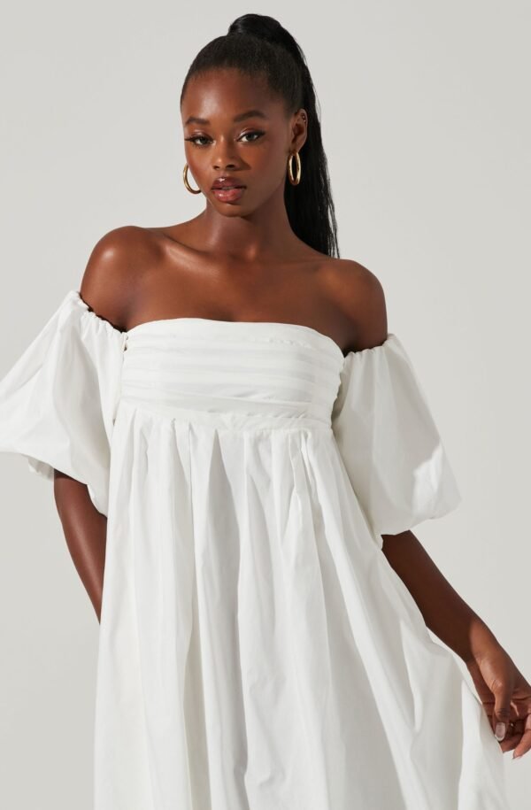 Carlin Off Shoulder Puff Sleeve Midi Dress - 图片 12