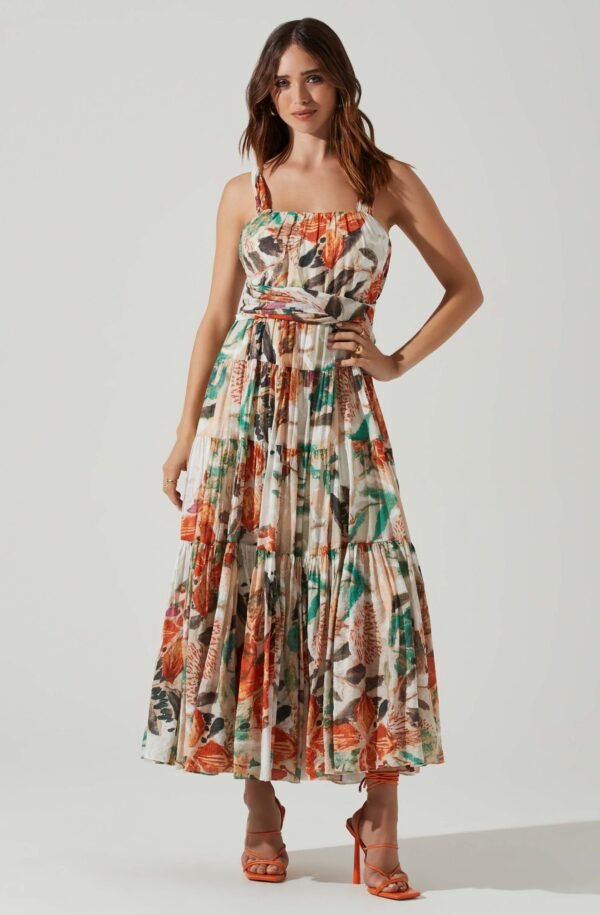Almina Floral Pleated Midi Dress - 图片 3