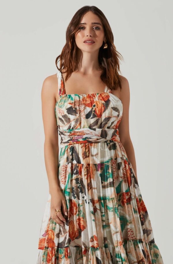Almina Floral Pleated Midi Dress - 图片 2