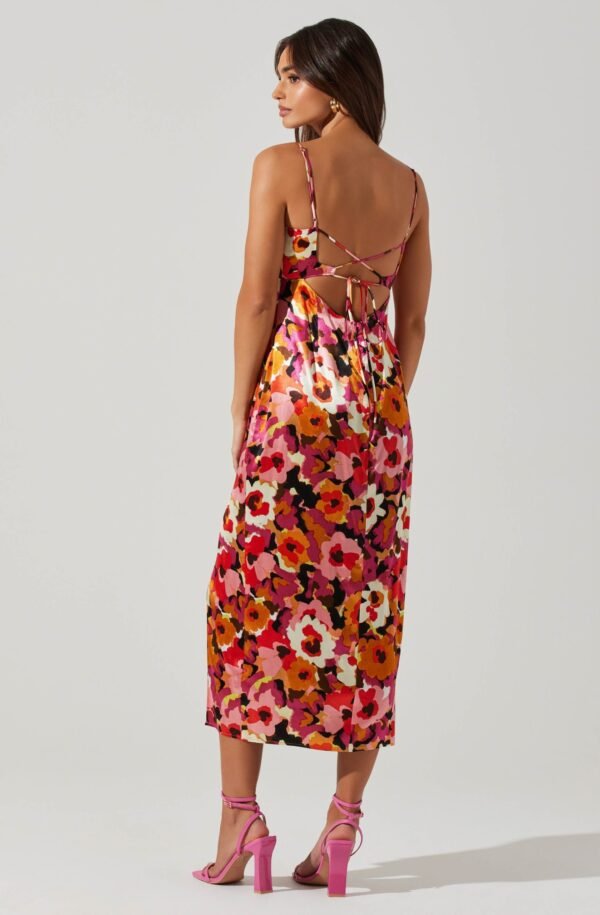 Chelsi Floral Satin Midi Dress - 图片 4