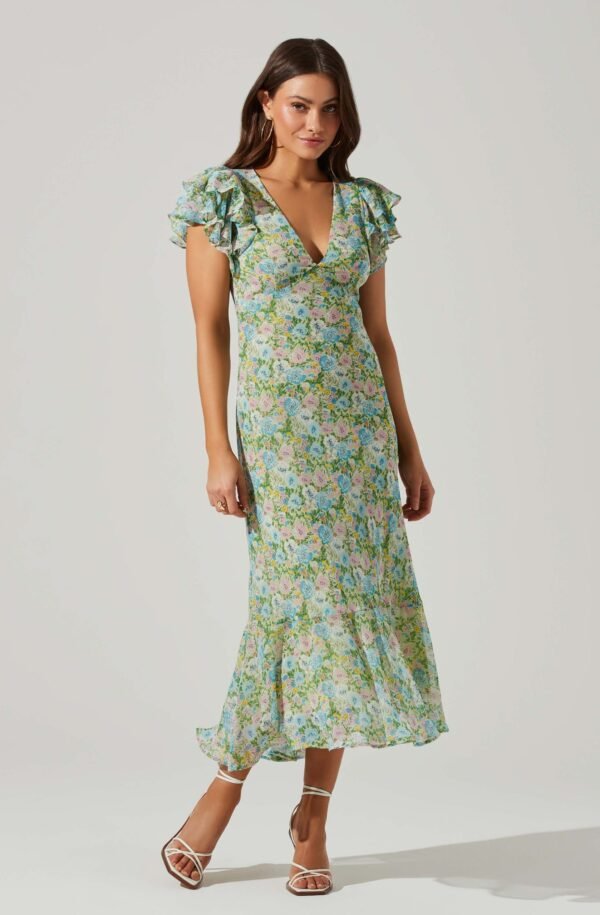 Celestine Floral Ruffle Midi Dress - 图片 13