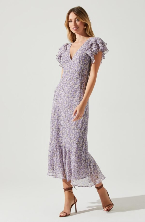 Celestine Floral Ruffle Midi Dress - 图片 3