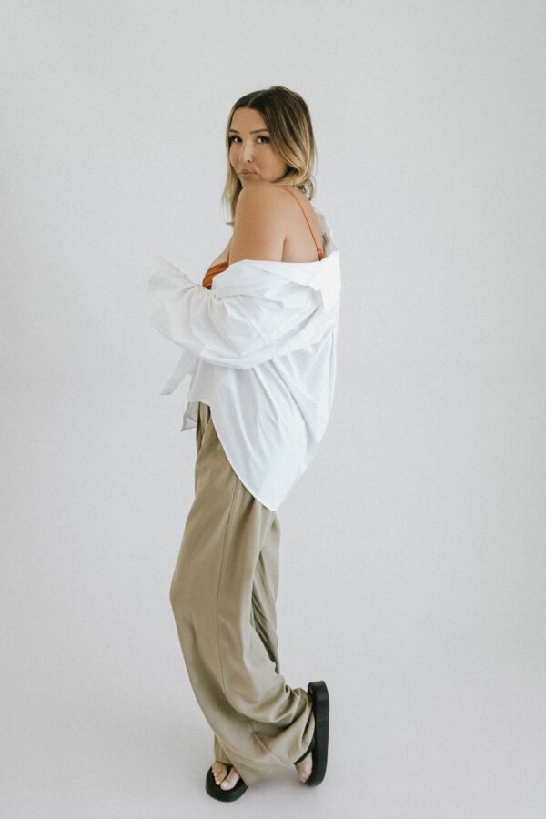 Cobblestone Wide Leg Trouser – Khaki - 图片 3