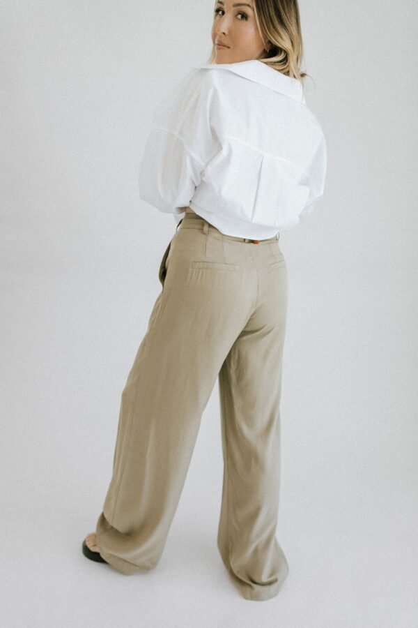 Cobblestone Wide Leg Trouser – Khaki - 图片 4