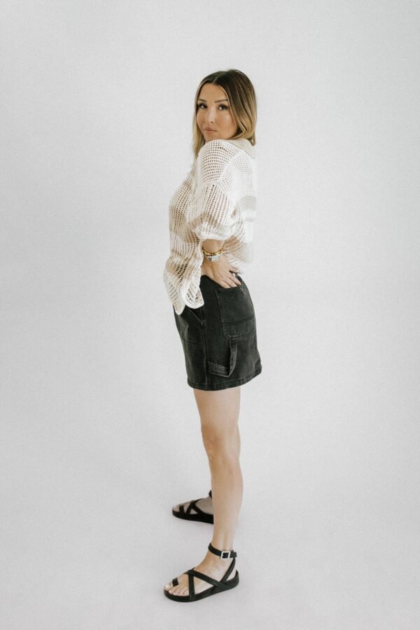 Bonjour Denim Mini Skirt – Black - 图片 3