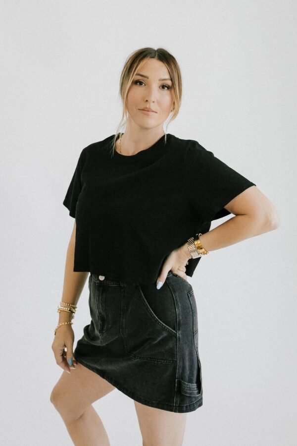 Bonjour Denim Mini Skirt – Black - 图片 5