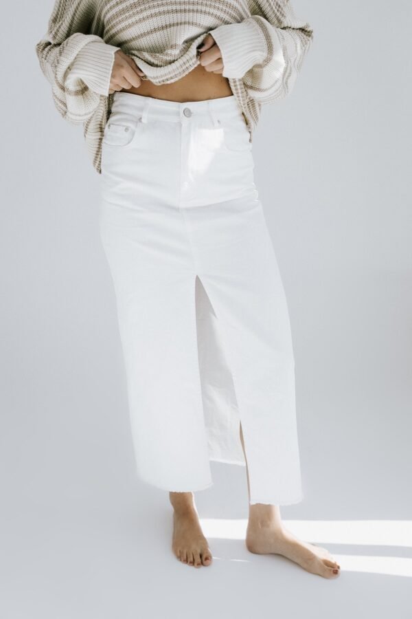 Staycation Denim Skirt – White