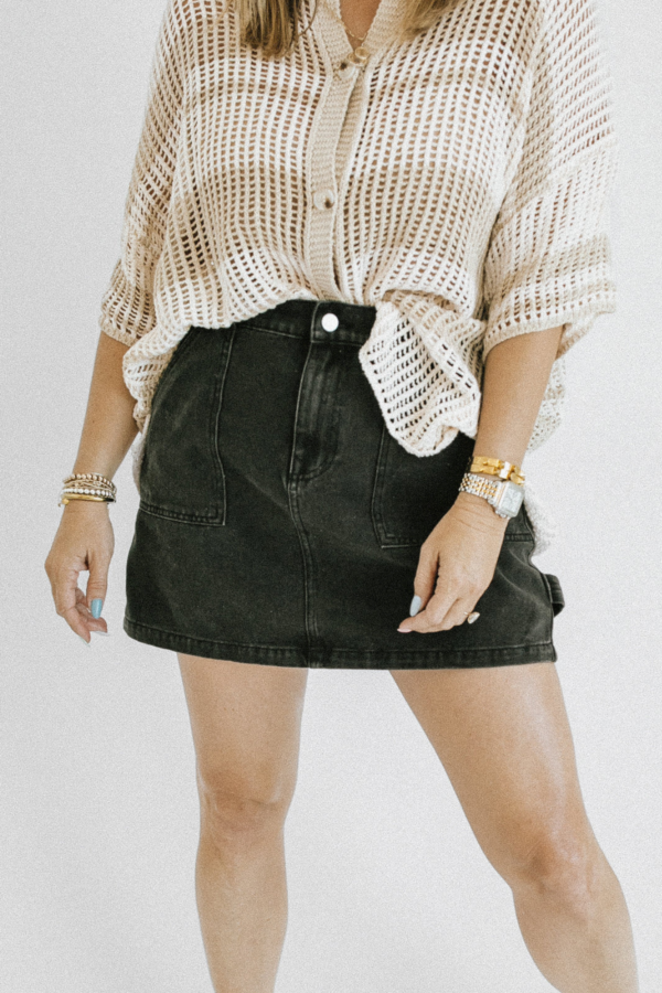 Bonjour Denim Mini Skirt – Black